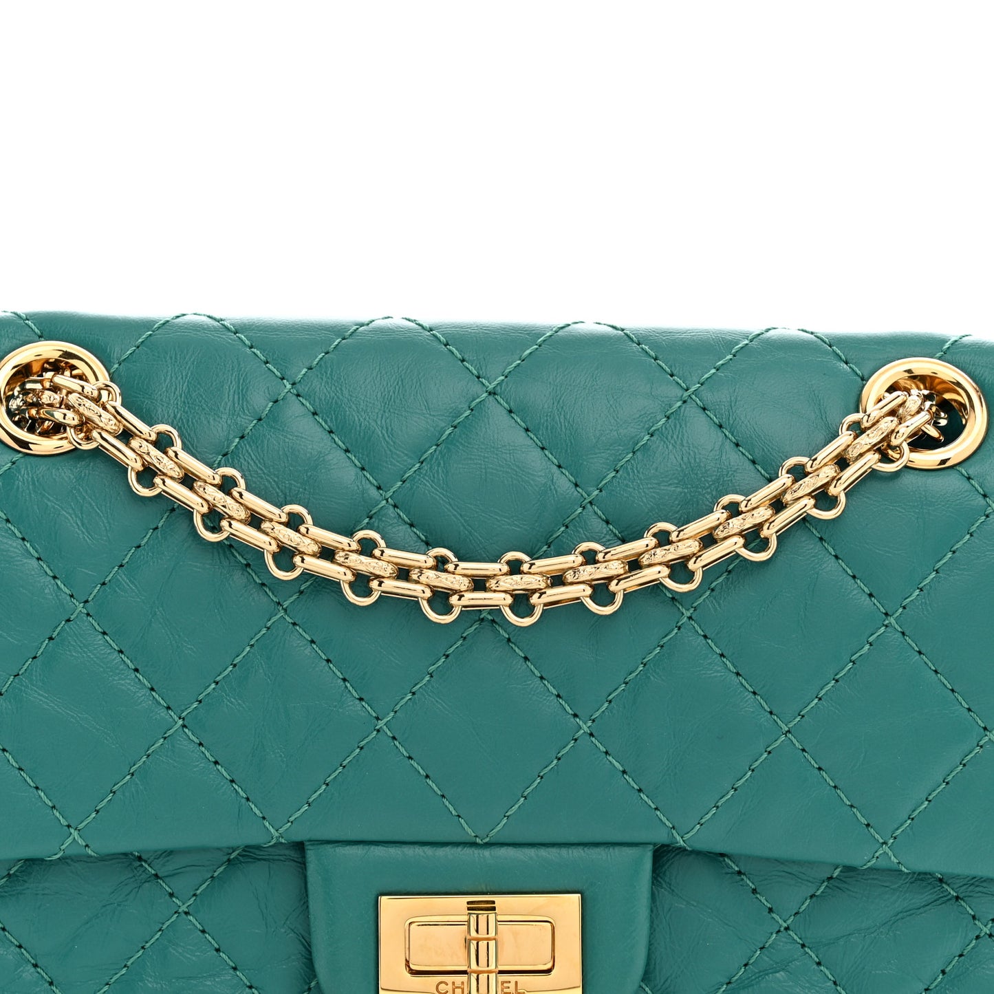 Aged Calfskin Quilted 2.55 Reissue Mini Flap Green