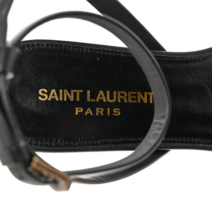 Saint Laurent Calfskin Tribute 05 Ankle Strap Flat Sandals 37 Black 6 of 8