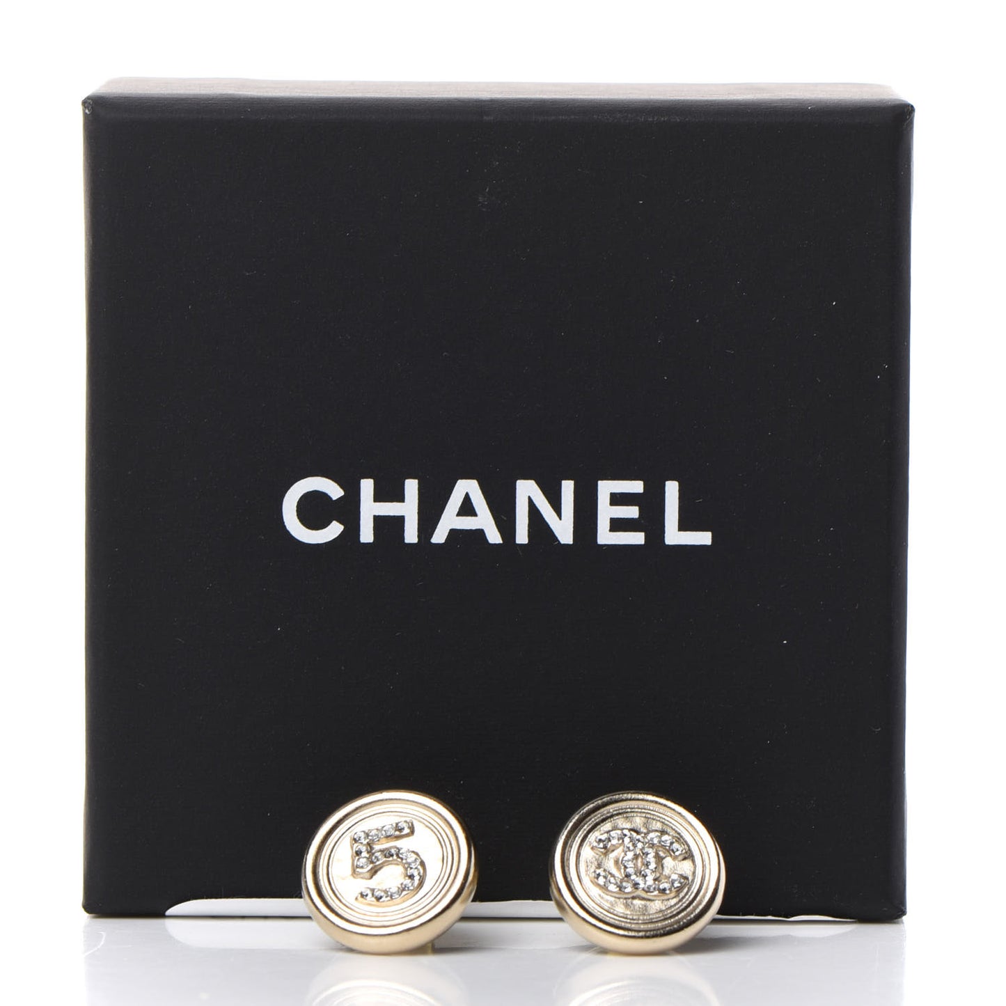 Crystal CC Round Earrings Light Gold