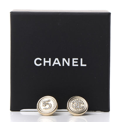 Chanel Crystal CC Round Earrings Light Gold 5 of 5