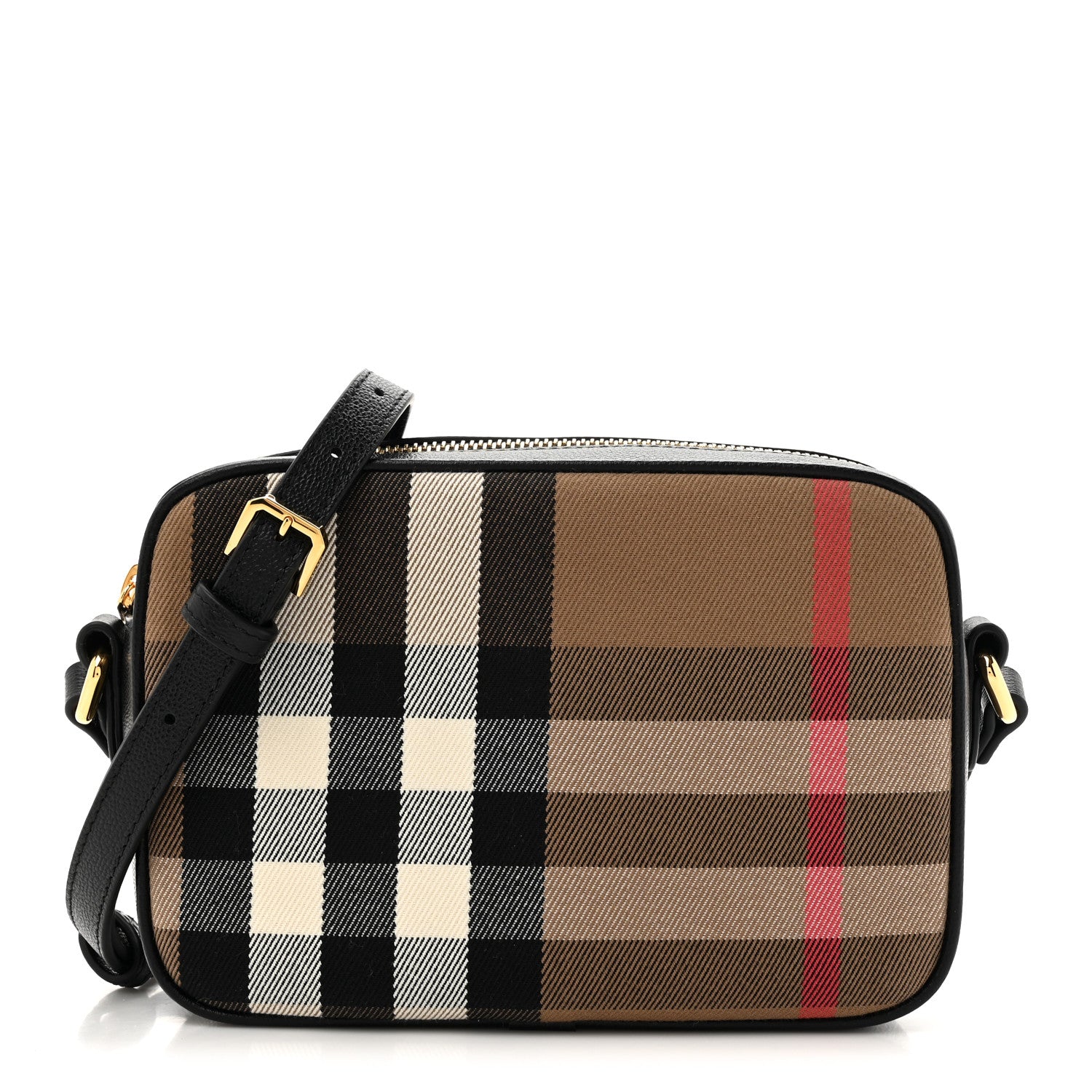 Burberry Giant Check Calfskin Small Camera Bag Black 1 of 9