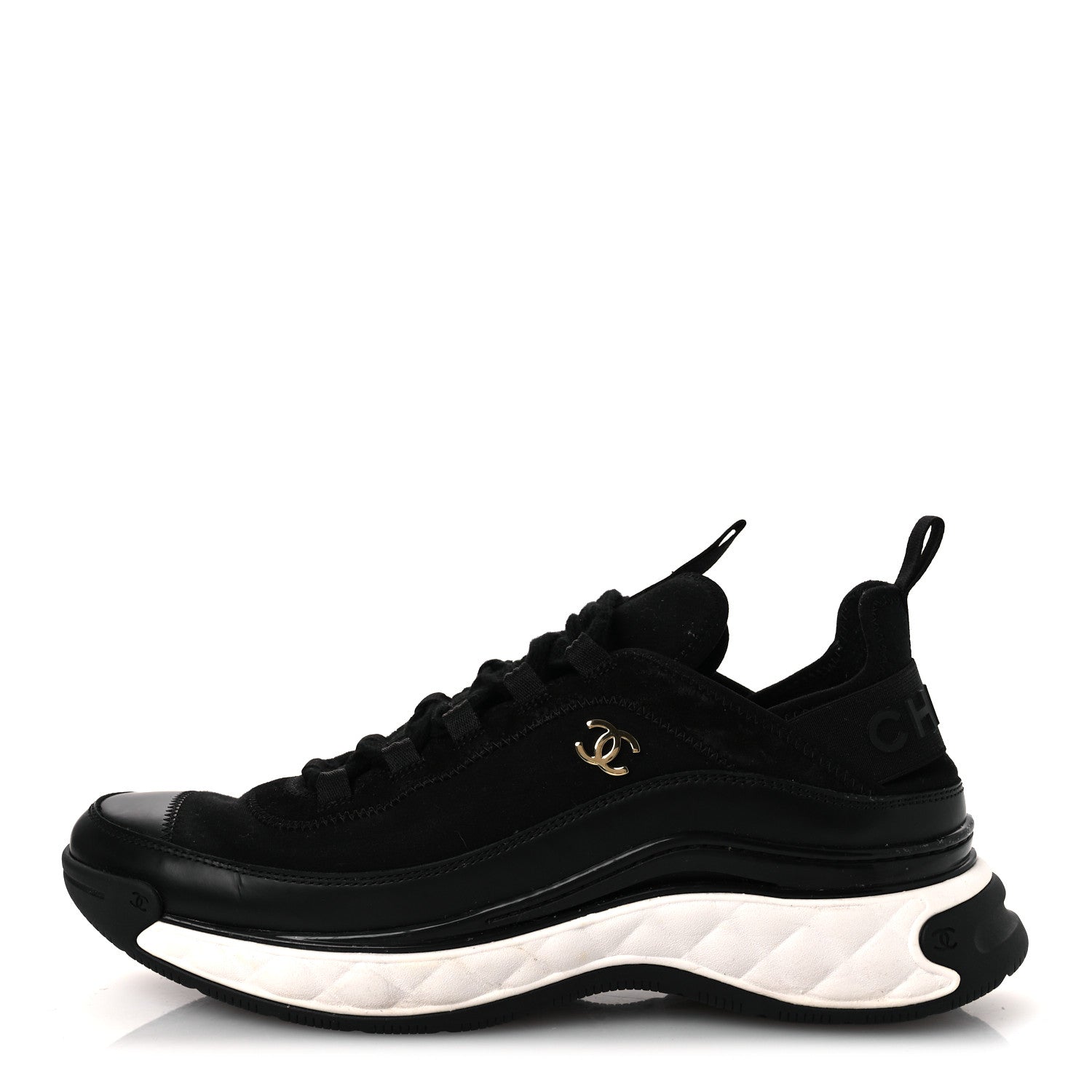 Chanel Velvet Calfskin Mixed Fibers CC Sneakers 40.5 Black 1 of 11