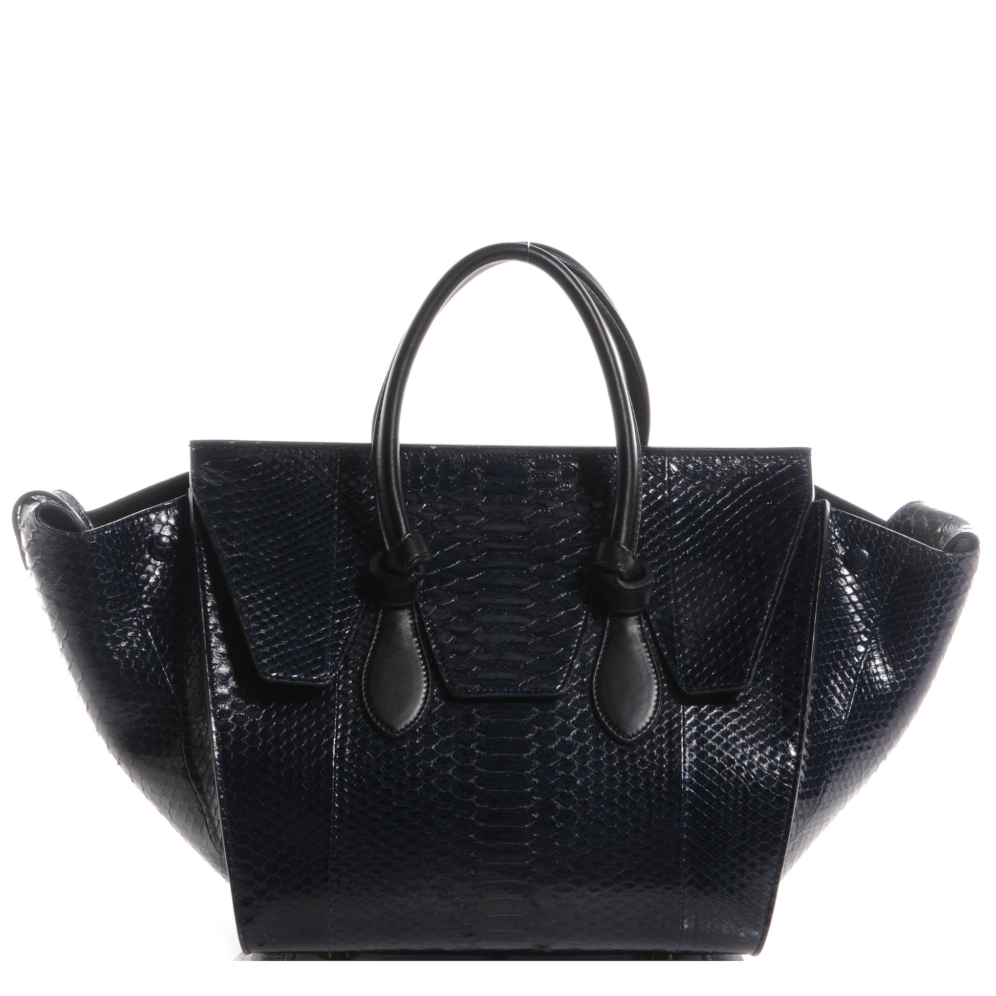 Celine Python Small Tie Knot Tote Navy 1 of 8