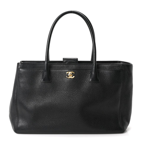 Calfskin Cerf Executive Shopper Tote Black