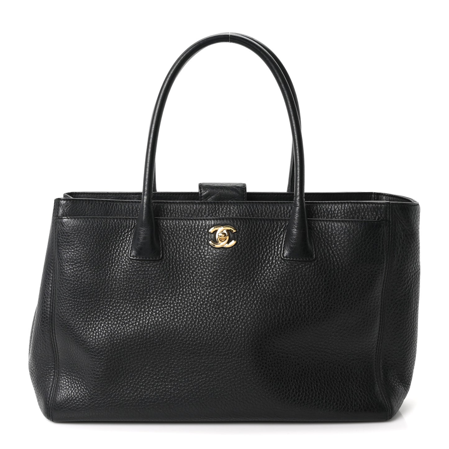 Calfskin Cerf Executive Shopper Tote Black