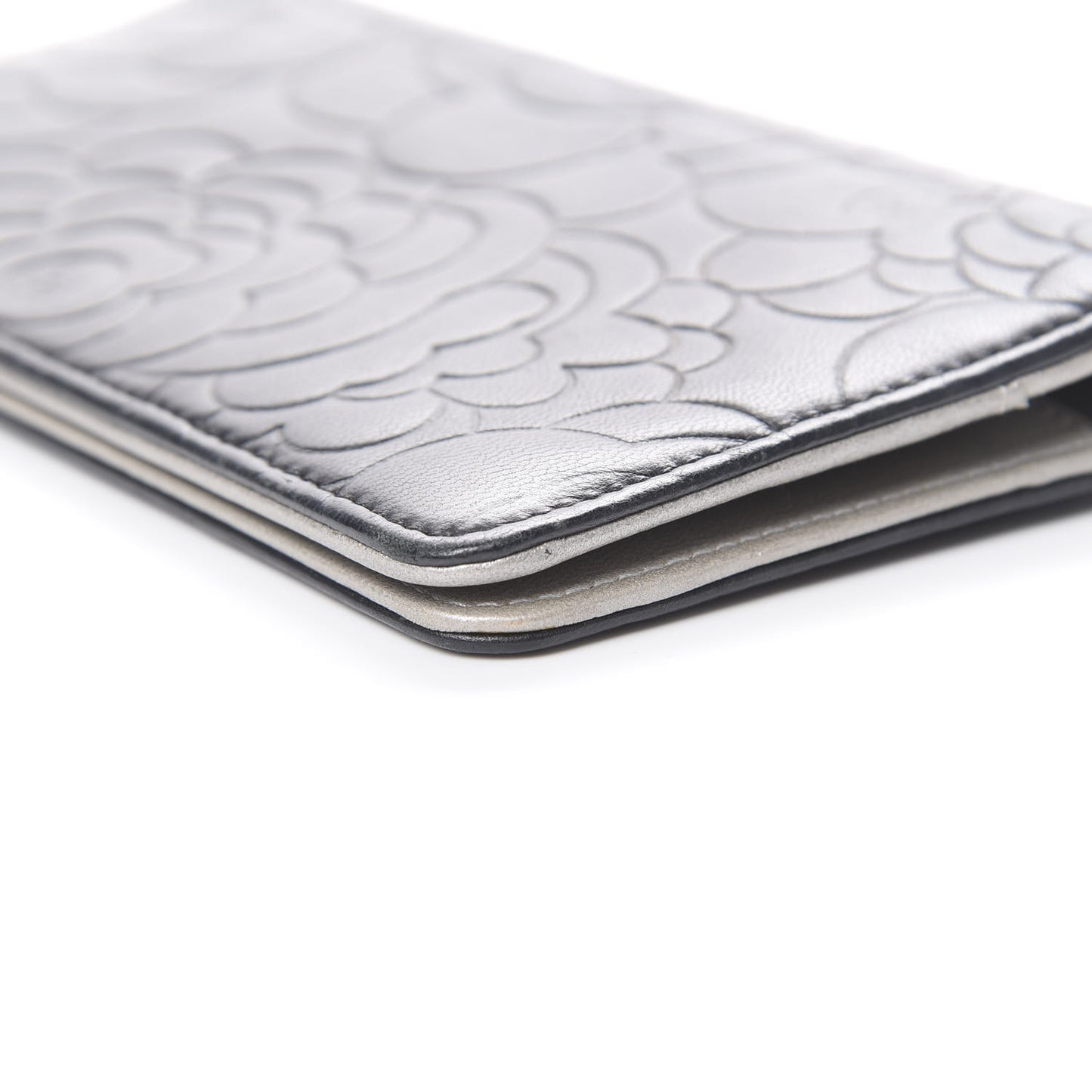 Lambskin Camellia Embossed Medium Agenda Cover Black