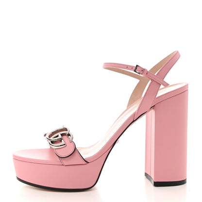 Gucci Calfskin GG Marmont Ankle Wrap 30/115mm Platform Sandals 39.5 Wild Rose 1 of 8