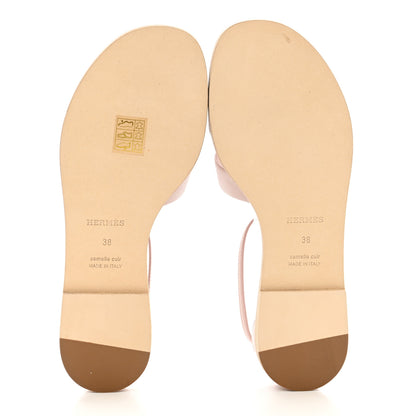Hermes Epsom Santorini Sandals 38 Rose Porcelaine 5 of 9