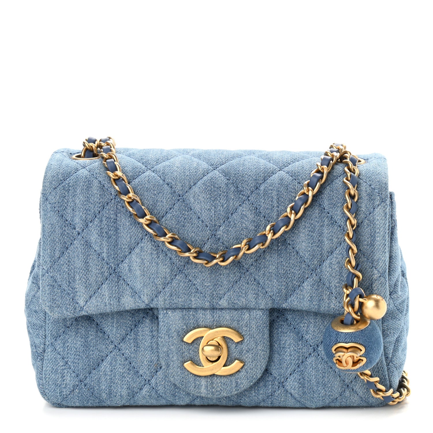 Chanel Denim Quilted Mini Pearl Crush Flap Blue 1 of 9