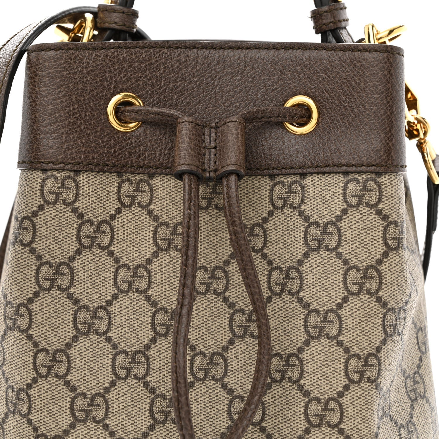Gucci GG Supreme Monogram Web Small Ophidia Bucket Bag Brown 9 of 12