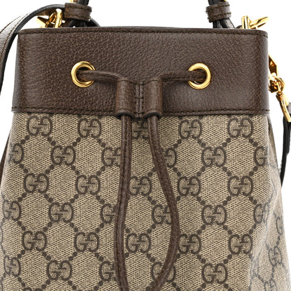 Gucci GG Supreme Monogram Web Small Ophidia Bucket Bag Brown 9 of 12
