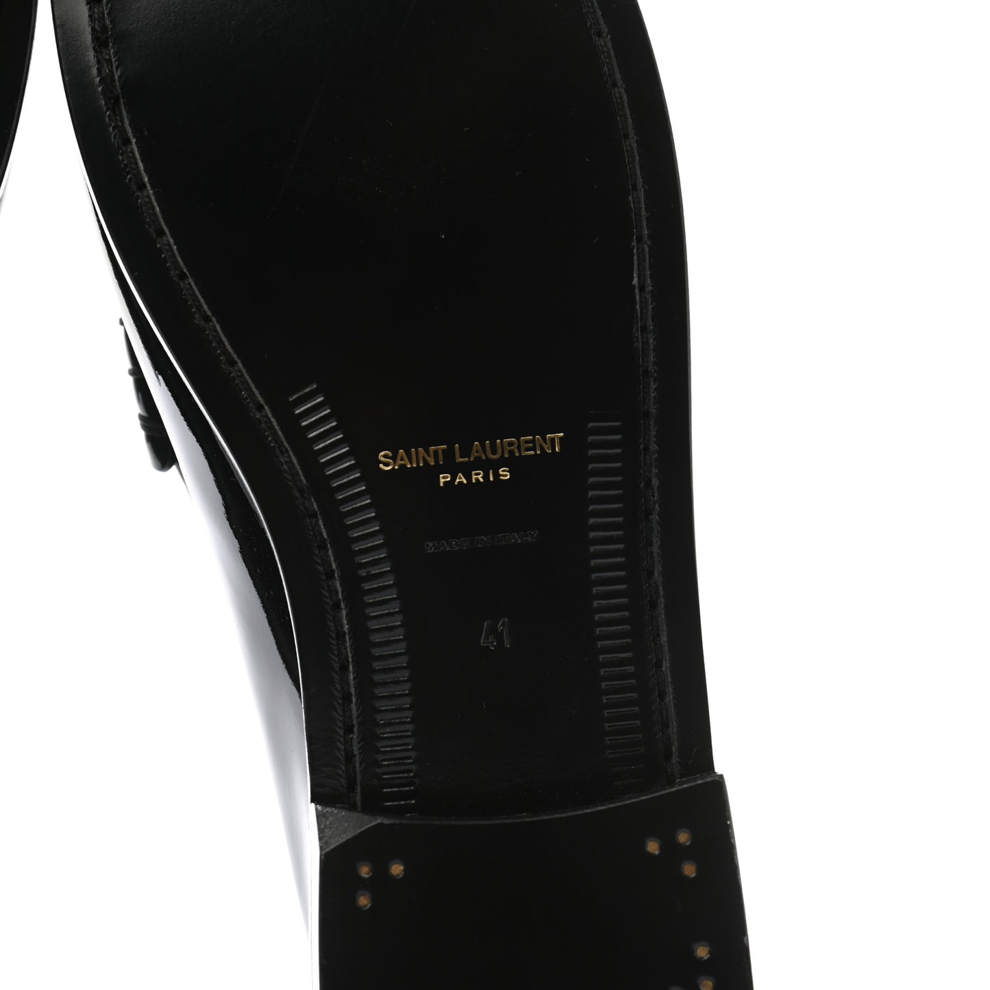 Patent Calfskin Penny Loafers 41 Black
