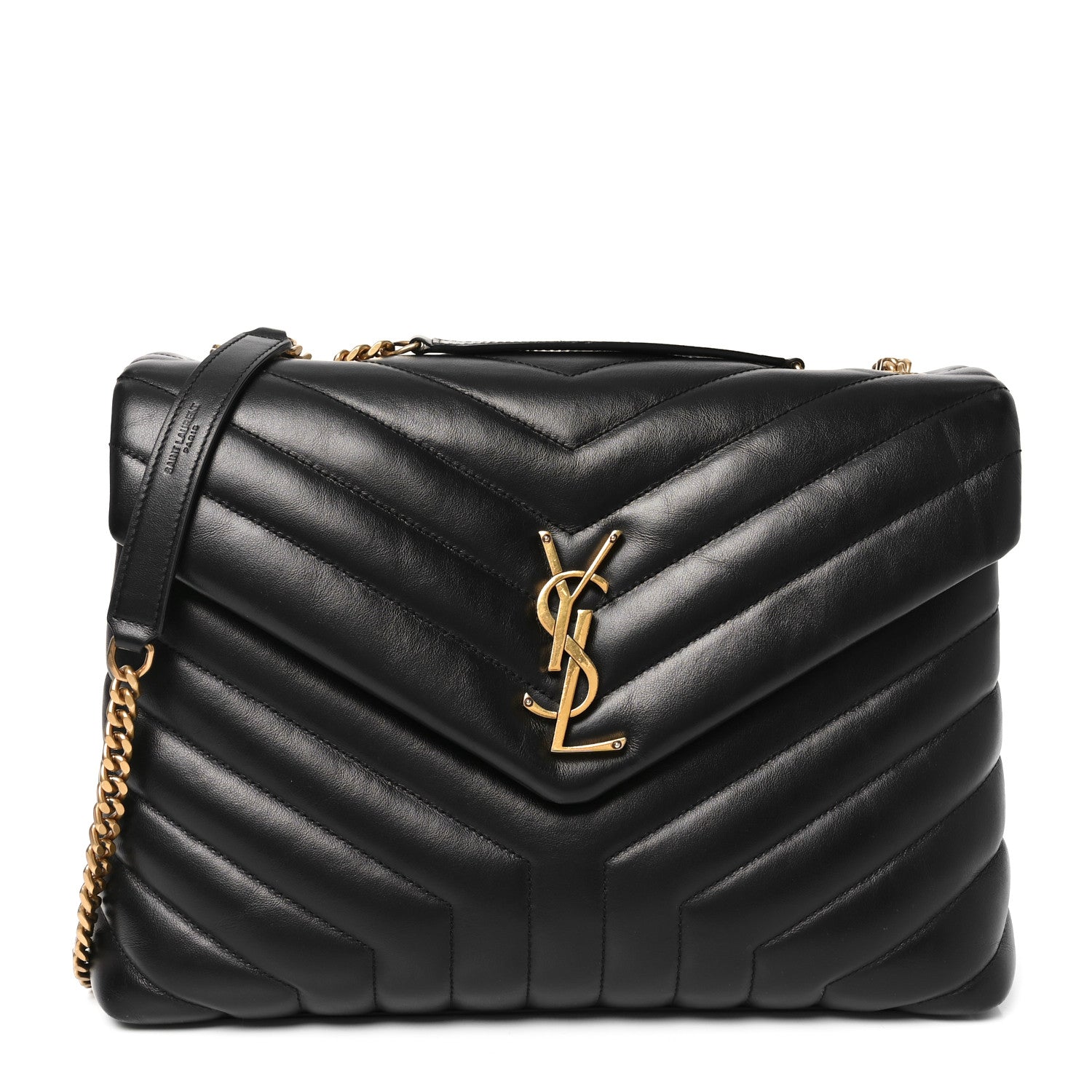 Saint Laurent Calfskin Y Quilted Monogram Medium Loulou Chain Satchel Black 1 of 10