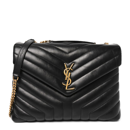 Saint Laurent Calfskin Y Quilted Monogram Medium Loulou Chain Satchel Black 1 of 10