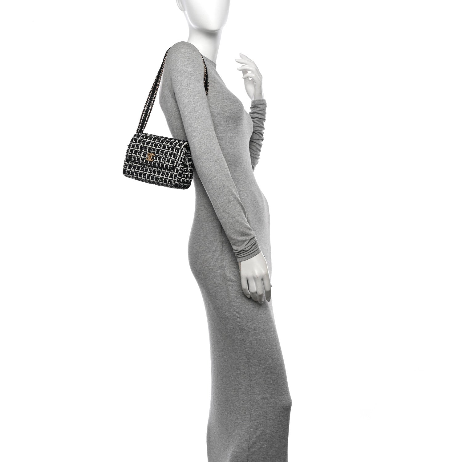 Chanel Tweed Quilted Multi Chain Mini Flap Black Ecru White 2 of 13