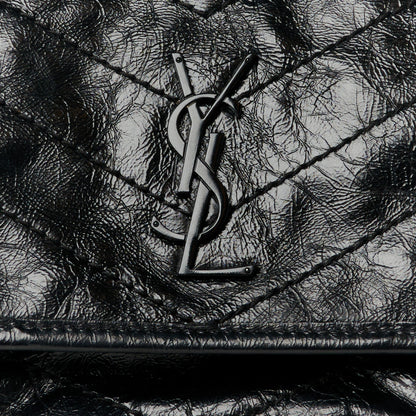 Saint Laurent Crinkled Calfskin Matelasse Monogram Baby Niki Chain Satchel Black 8 of 10