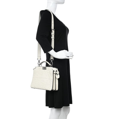 Fendi X SARAH COLEMAN Nappa FF Fish Eye Embossed Mini Peekaboo I SEE U Satchel White Ice 2 of 9