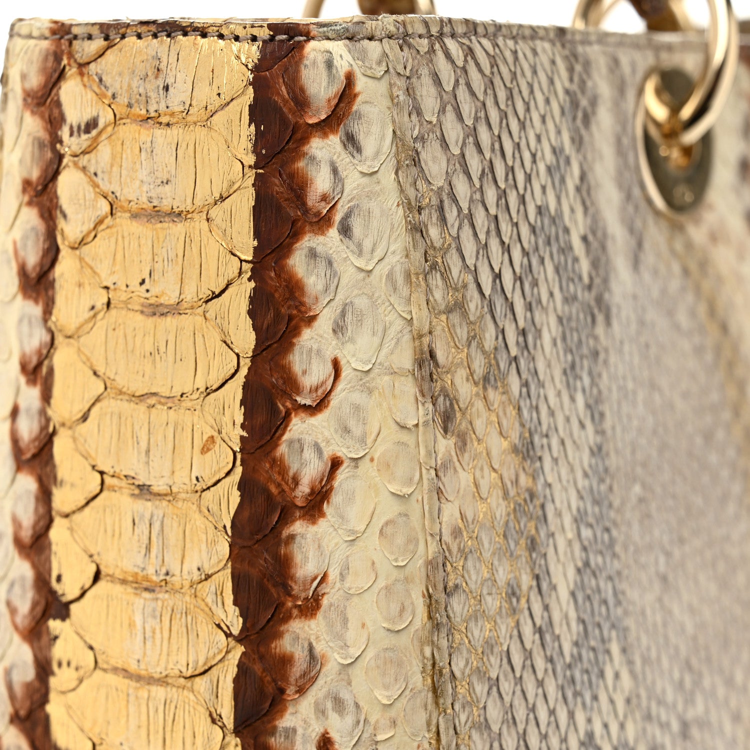 Christian Dior Metallic Snakeskin Large Lady Dior Beige Gold 12 of 13