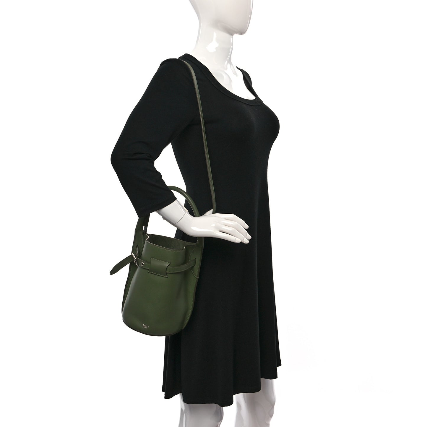 Smooth Calfskin Nano Big Bag Bucket Army Green