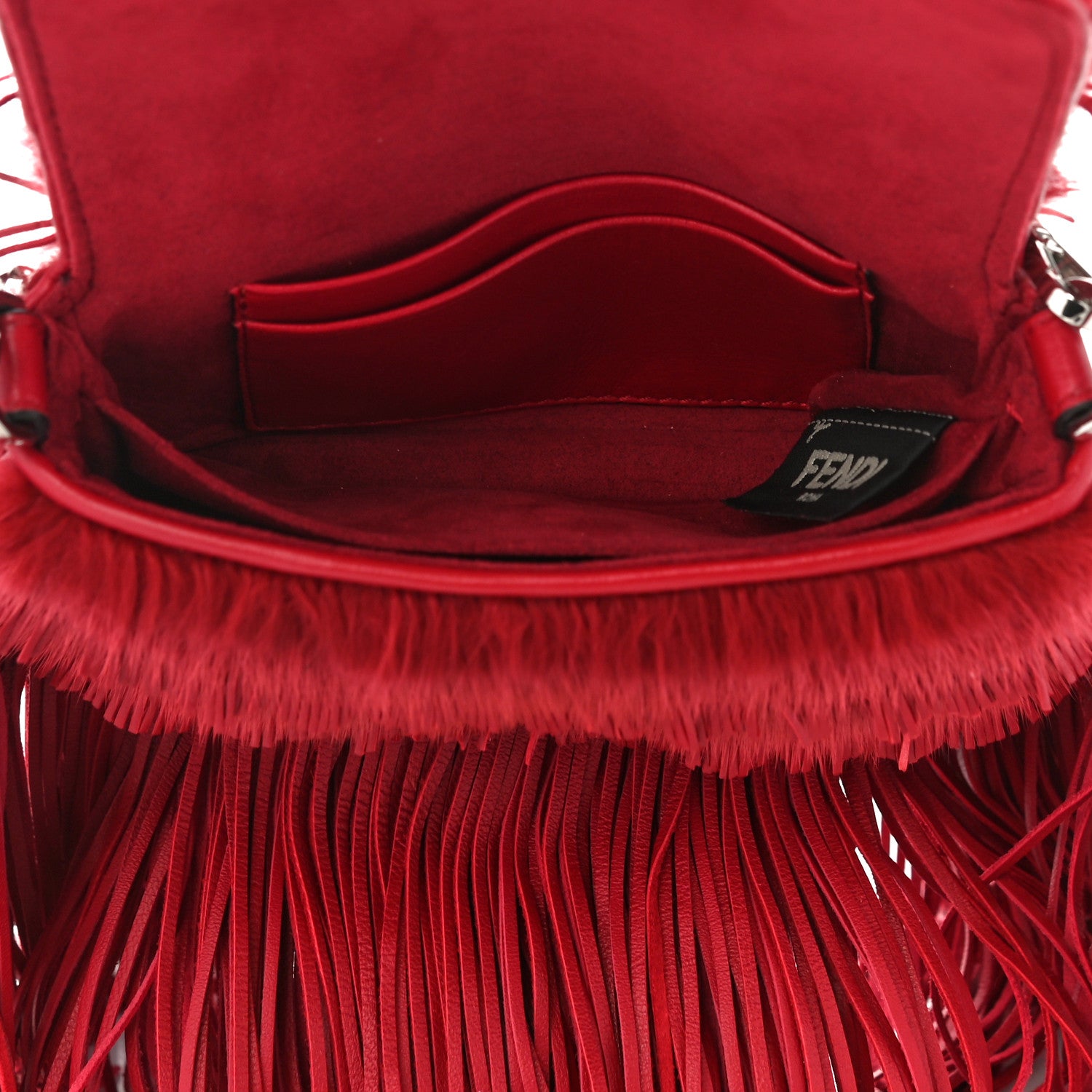 Fendi Mink Fringe Micro Baguette Fragolia 5 of 10