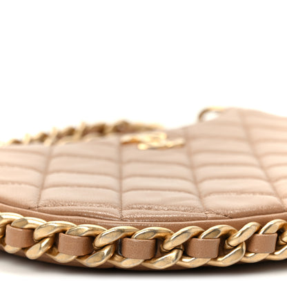 Chanel Shiny Crumpled Lambskin Quilted Trendy Chain Around Hobo Dark Beige 9 of 10