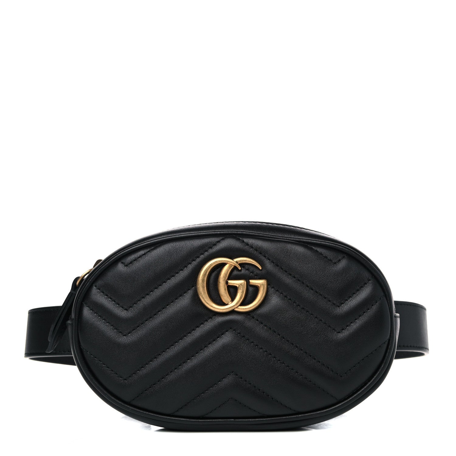 Gucci Calfskin Matelasse GG Marmont Belt Bag 85 34 Black 1 of 6