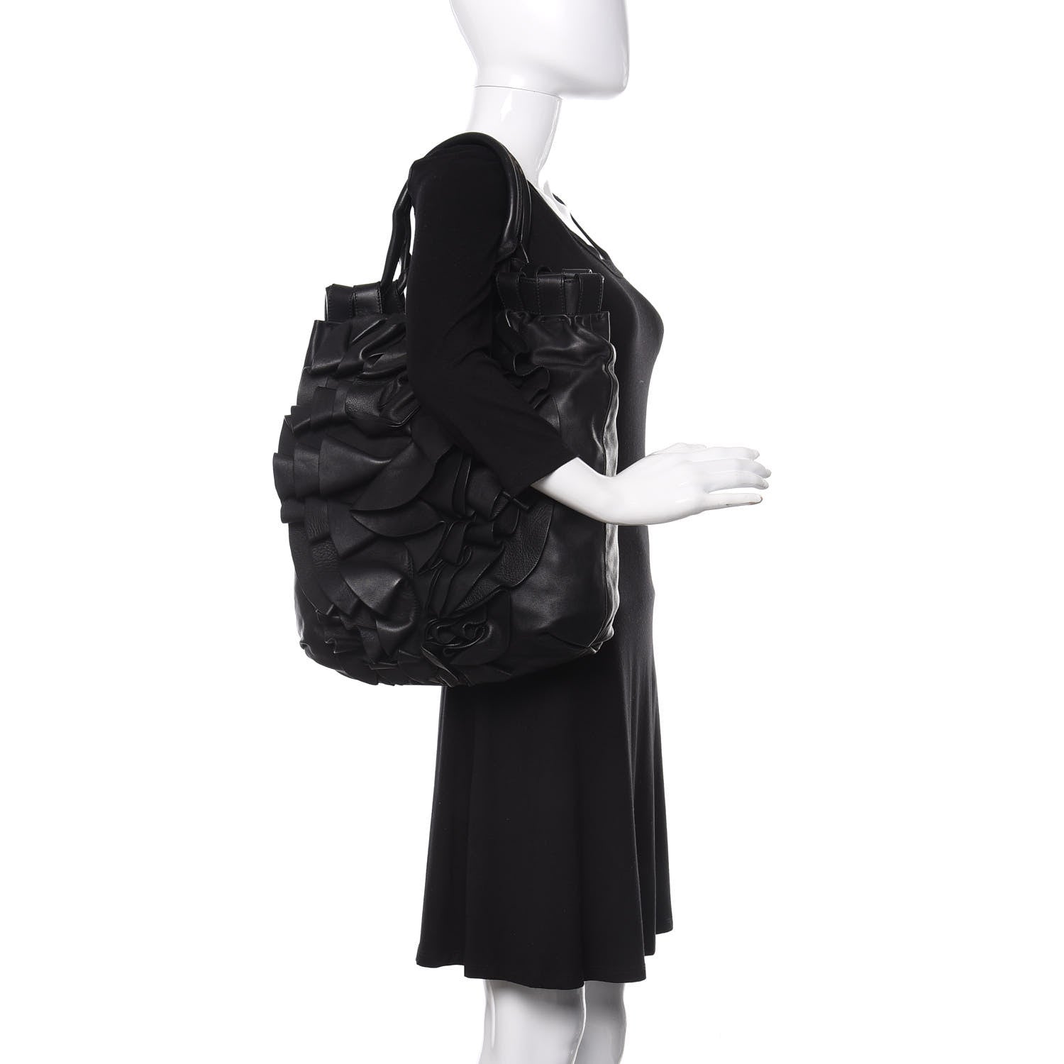 Valentino Garavani Nappa Pleated Tote Black 2 of 17