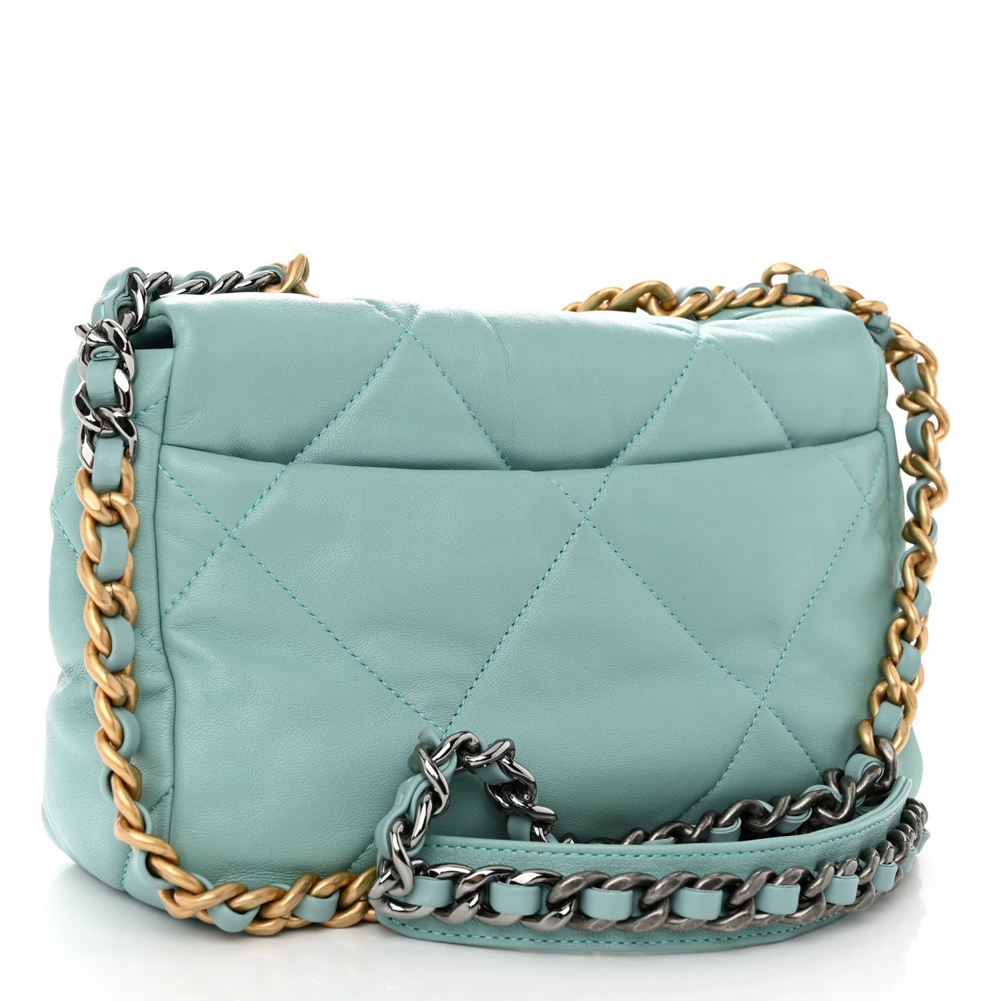 Goatskin Quilted Medium Chanel 19 Flap Light Blue
