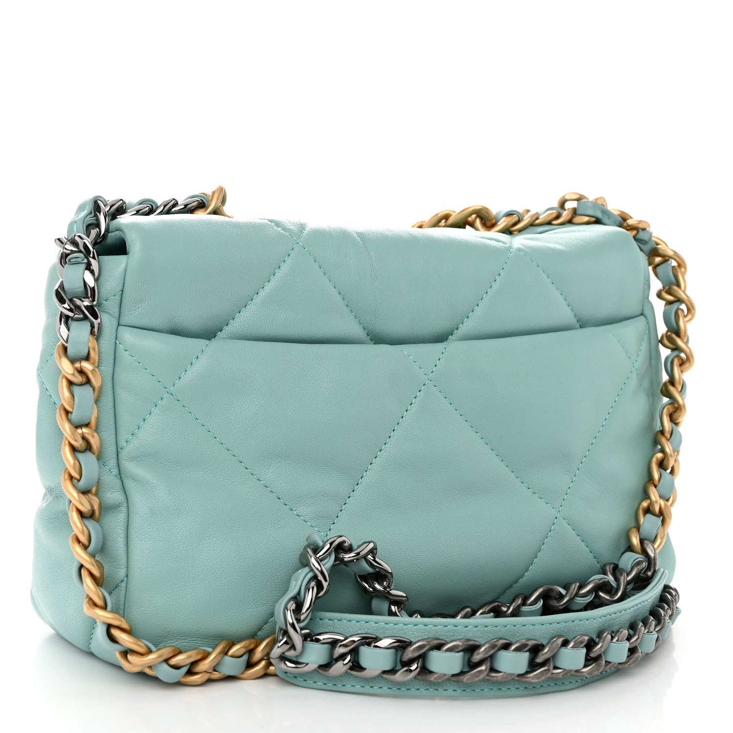 Chanel Goatskin Quilted Medium Chanel 19 Flap Light Blue 3 of 11