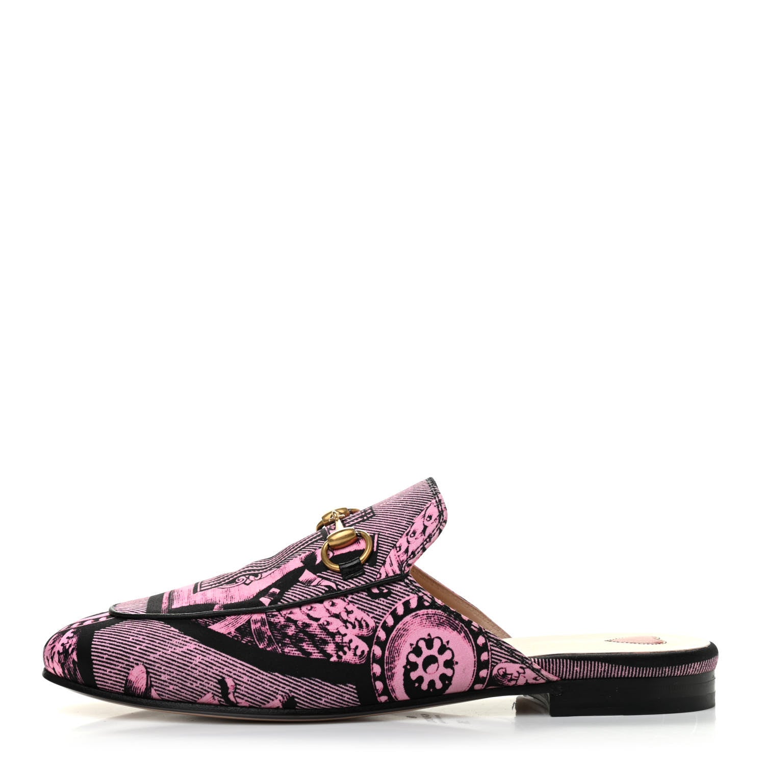 Gucci Silk Satin Saint Romain Womens Princetown Slippers 36 Pink Black 1 of 8