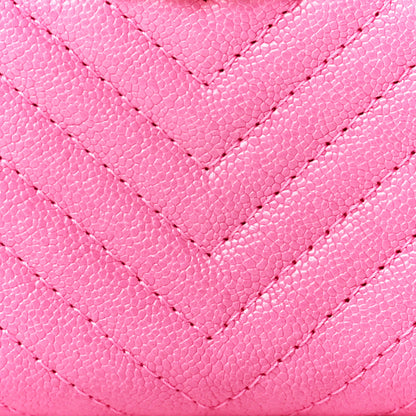 Chanel Caviar Chevron Quilted Boy Zip Around Coin Purse Wallet Pink 8 of 12