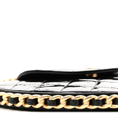 Chanel Patent Calfskin Quilted Chain Hoop Bag Black 9 of 10