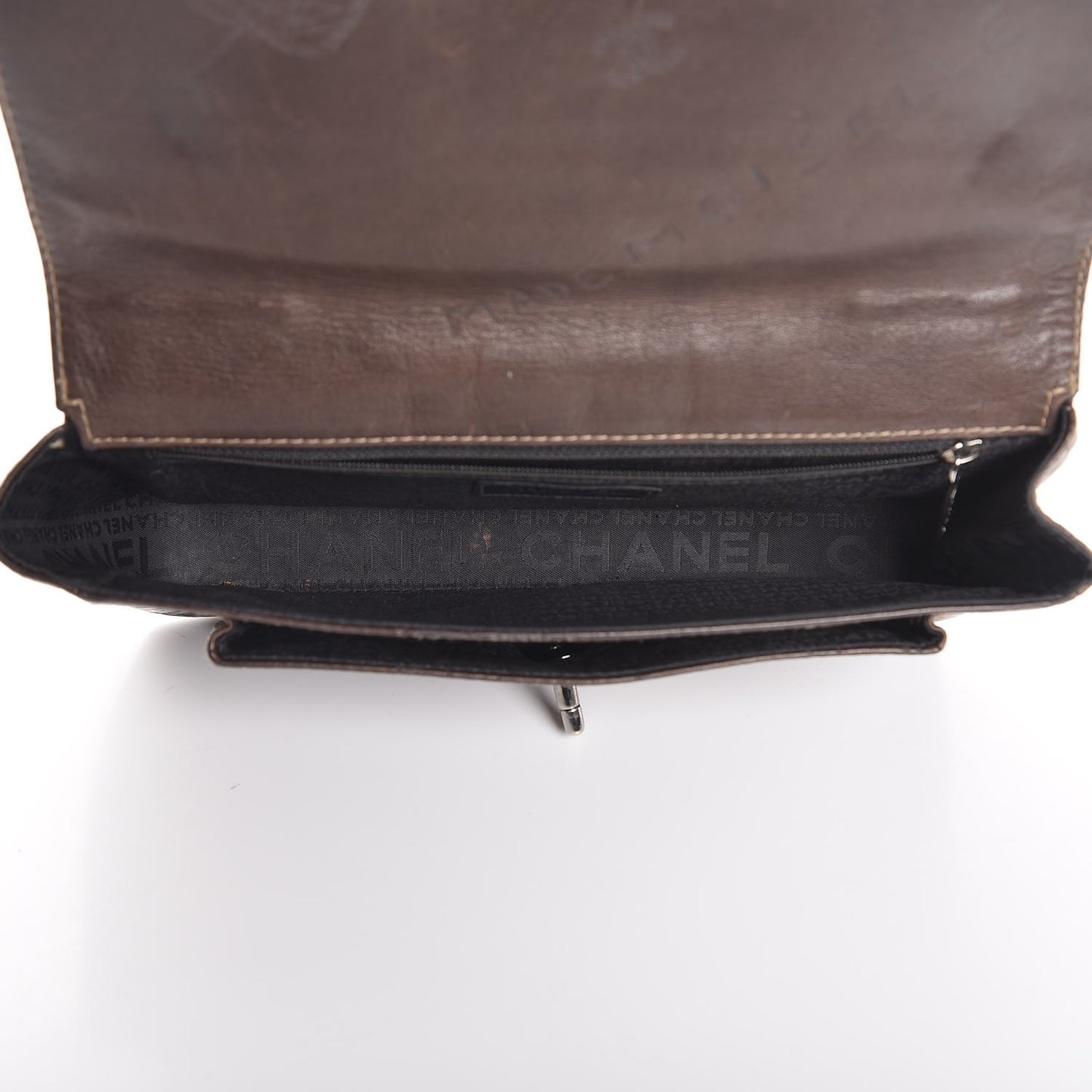 Calfskin Embossed Medium Flap Dark Brown