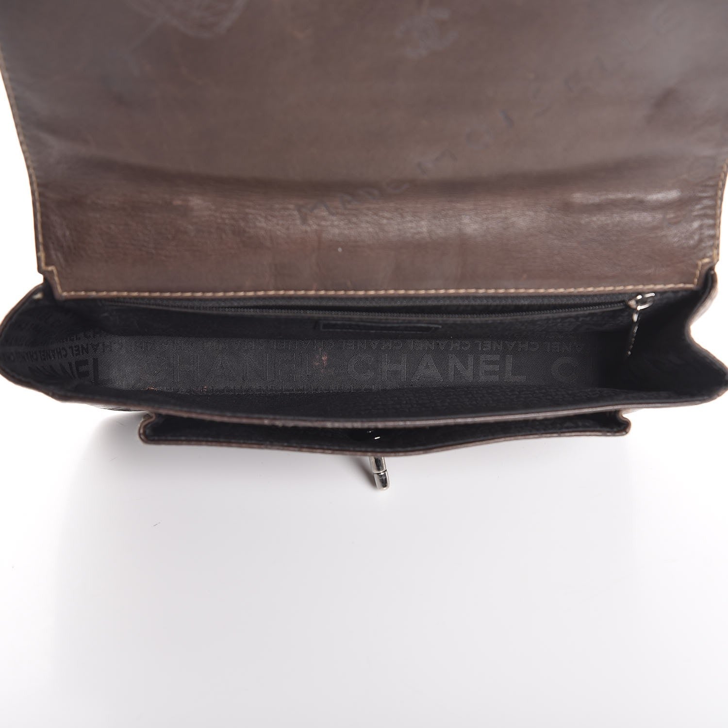 Chanel Calfskin Embossed Medium Flap Dark Brown 5 of 11