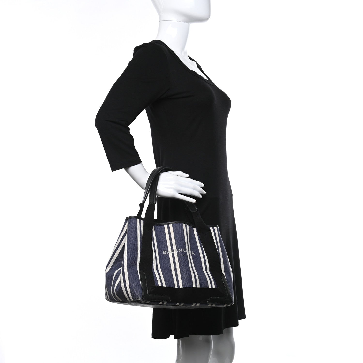 Balenciaga Canvas Striped S Navy Cabas Navy 2 of 17