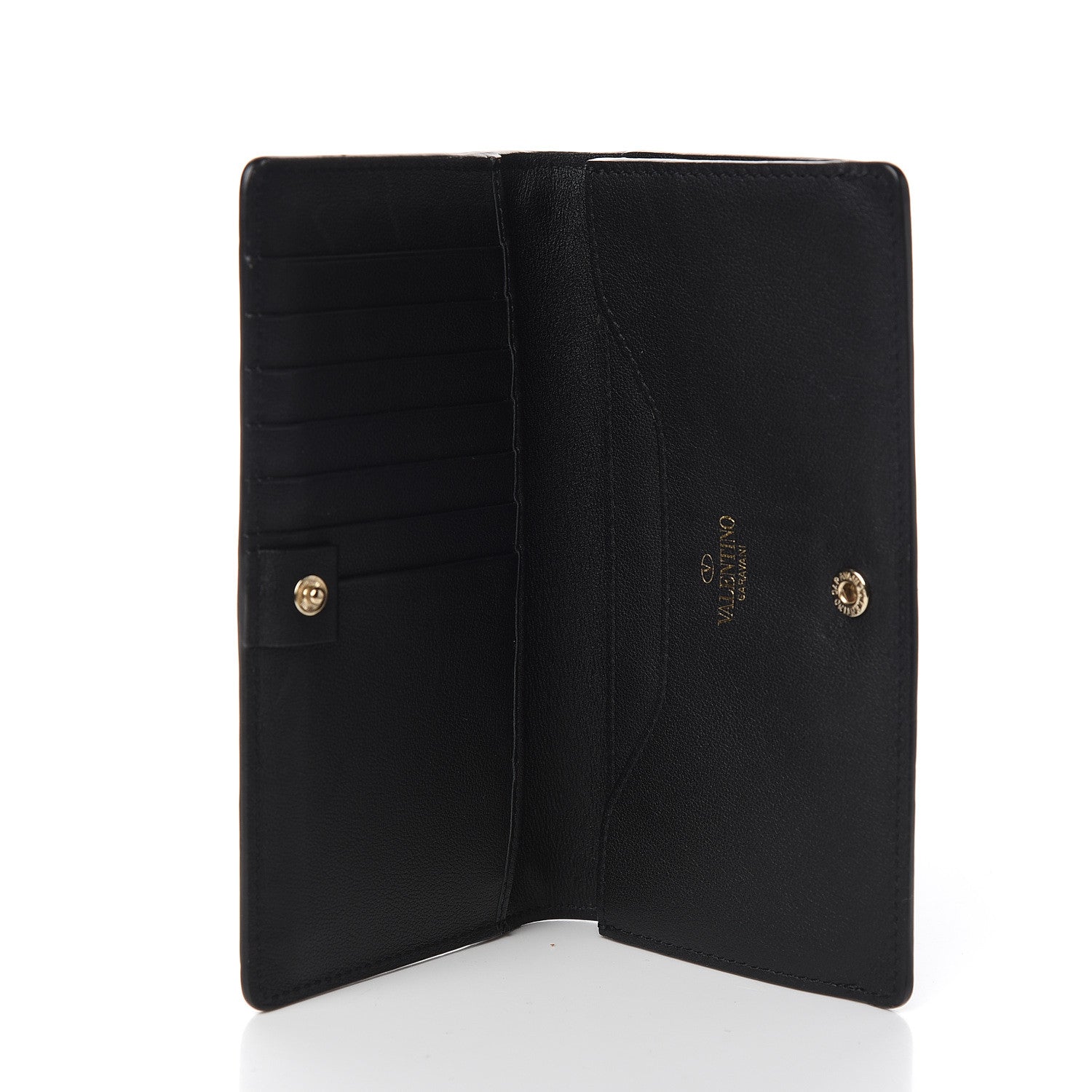 Valentino Garavani Vitello Rockstud Flap Wallet Black 6 of 10