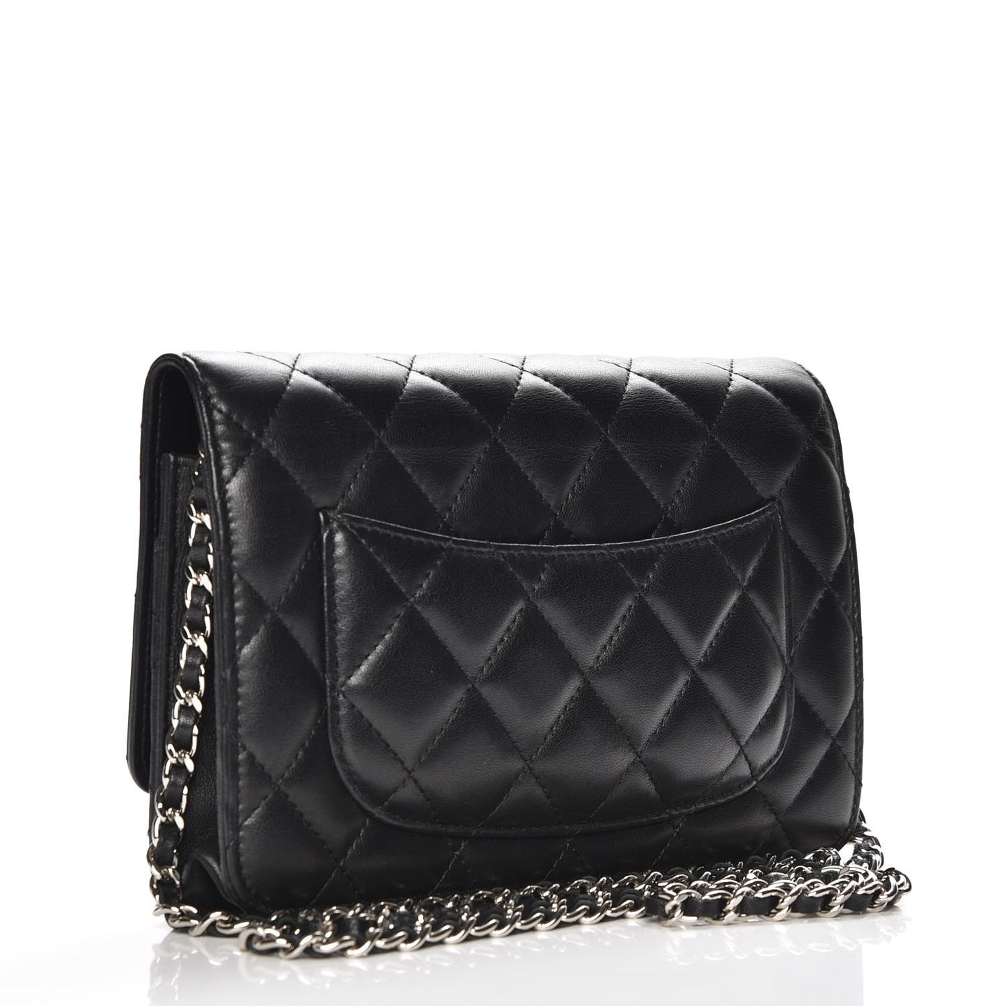 Lambskin Quilted Wallet On Chain WOC Black