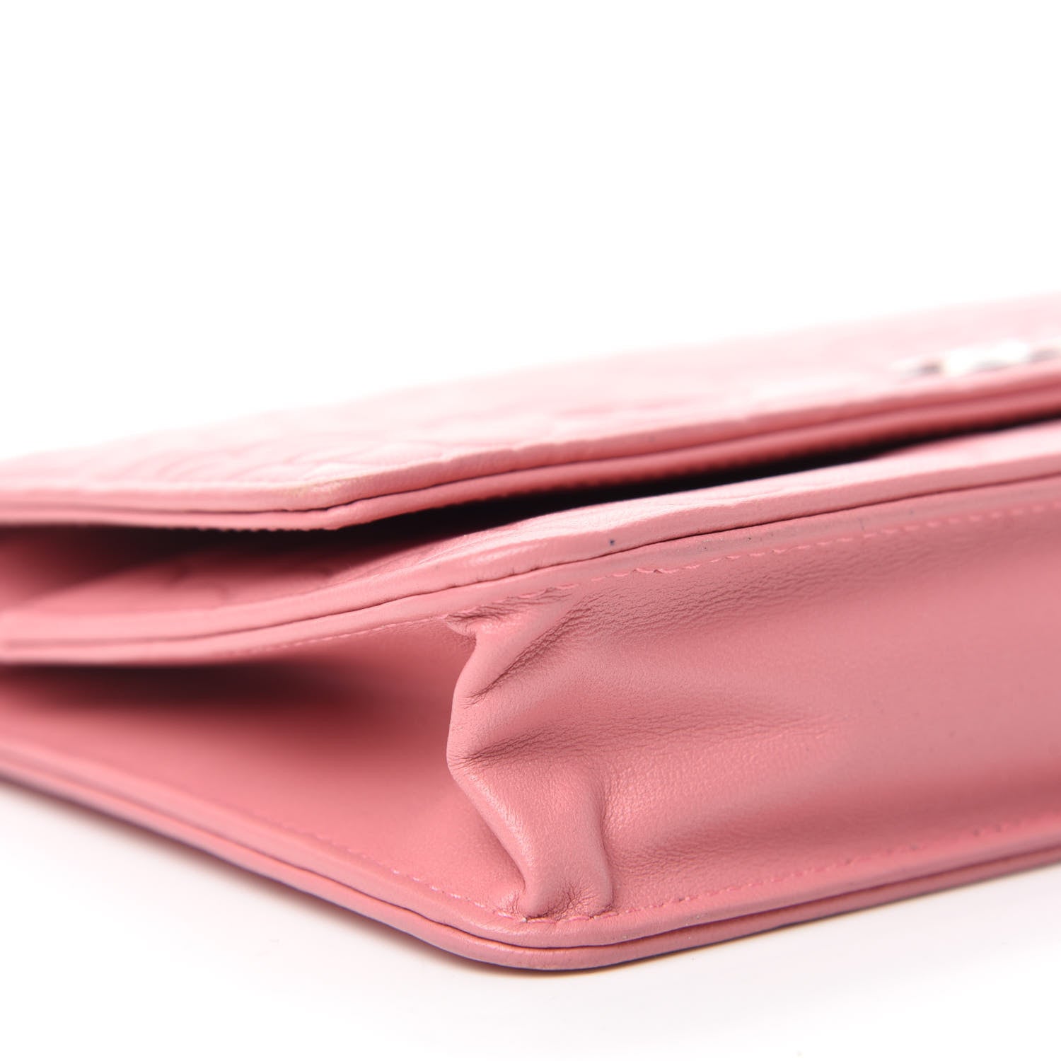 Chanel Lambskin Camellia Embossed Wallet On Chain WOC Pink 6 of 11