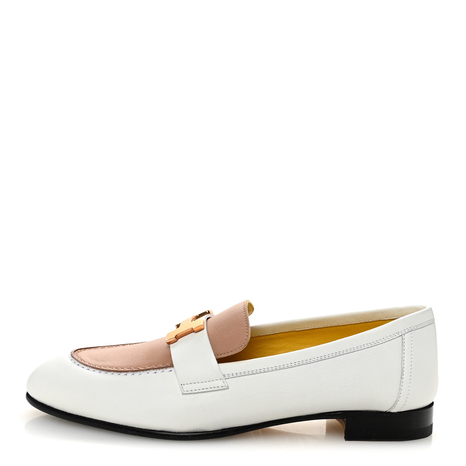 Hermes Calfskin Womens Paris Loafers 36.5 White Bois De Santal 1 of 9
