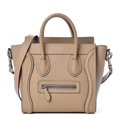 Celine Drummed Calfskin Nano Luggage Dune 1 of 10