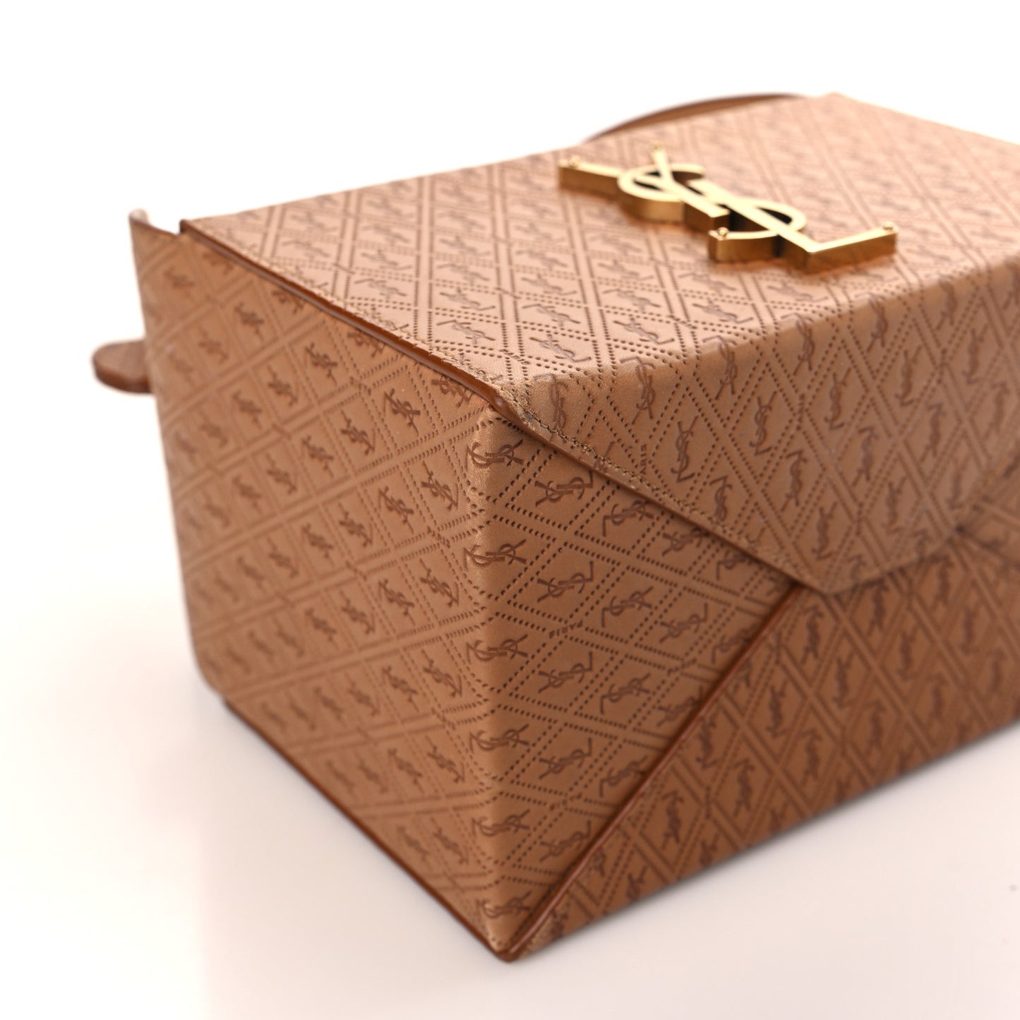 Calfskin Monogram Take Away Box Dusty Vintage Brown Gold