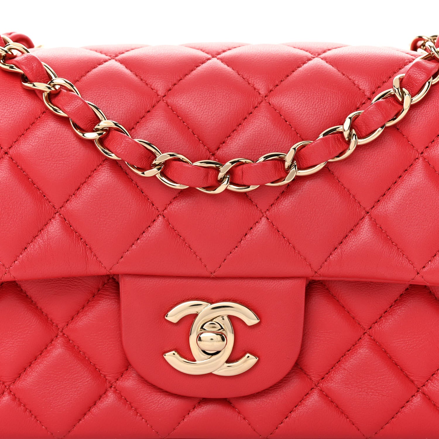 Chanel Lambskin Quilted Mini Rectangular Flap Red 8 of 11