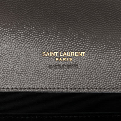Saint Laurent Grain De Poudre Matelasse Chevron Monogram Envelope Clutch Fog 6 of 8