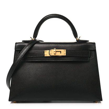 Hermes Chevre Chamkila Mini Kelly Sellier 20 Black 1 of 11