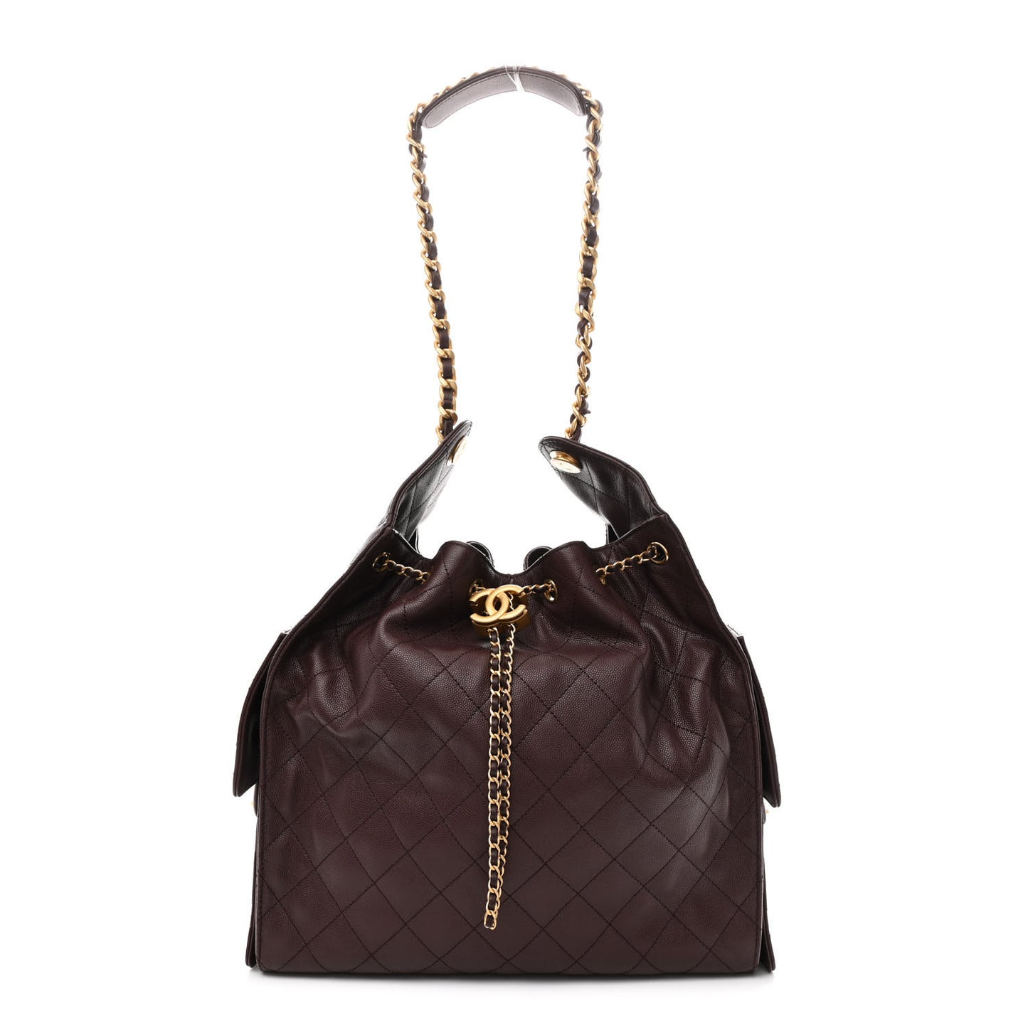 Caviar Quilted Medium Chanel 25 Handbag Dark Brown