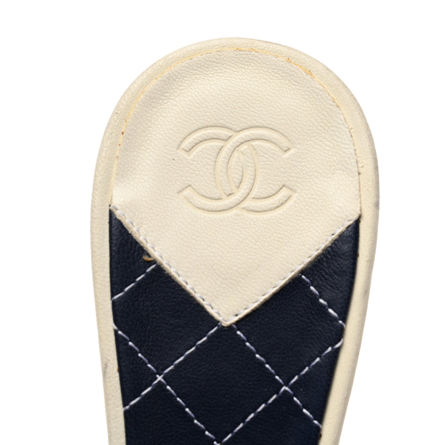 Lambskin CC Mules 37.5 Dark Navy Blue