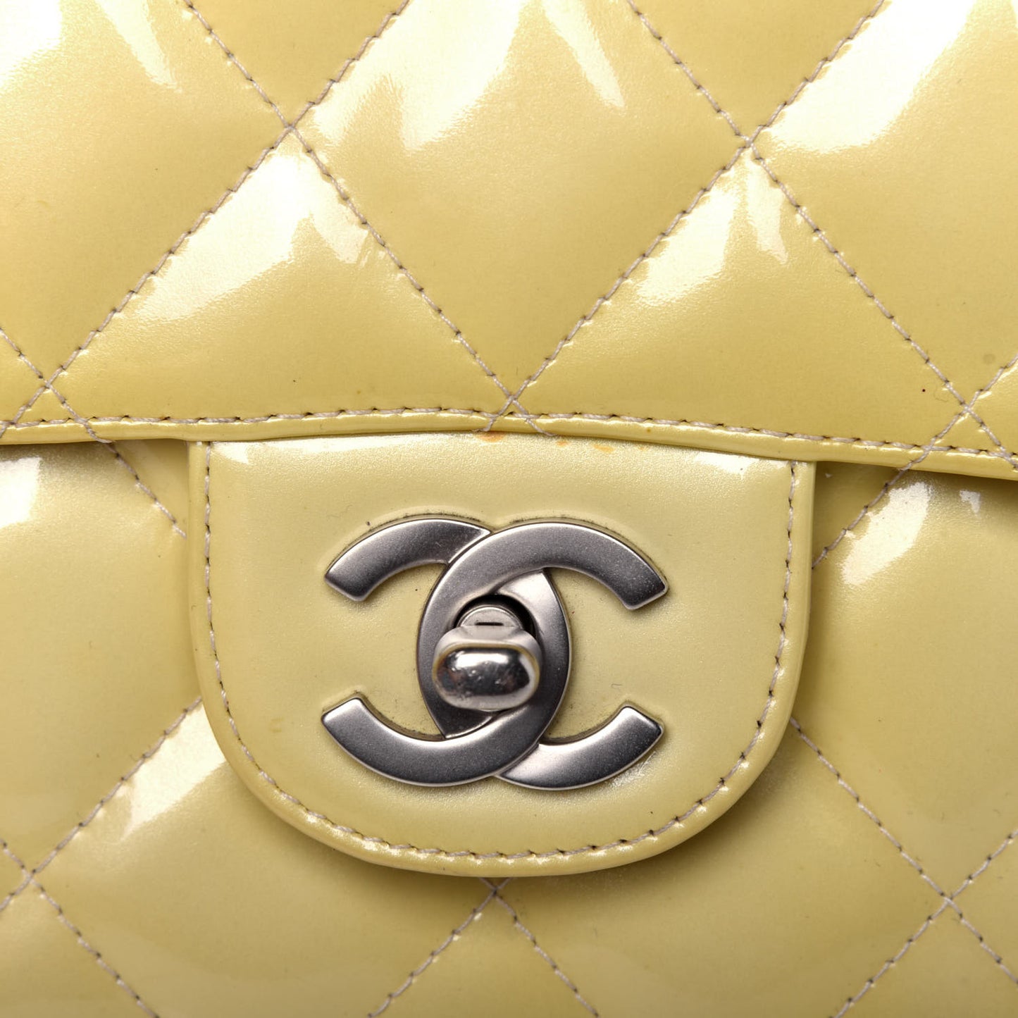 Patent Quilted Medium Single Flap Yellow