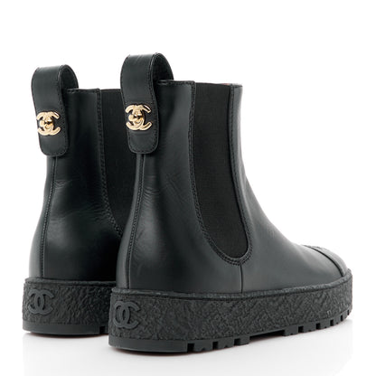 Chanel Calfskin Cap Toe CC Ankle Boots 36.5 Black 4 of 11