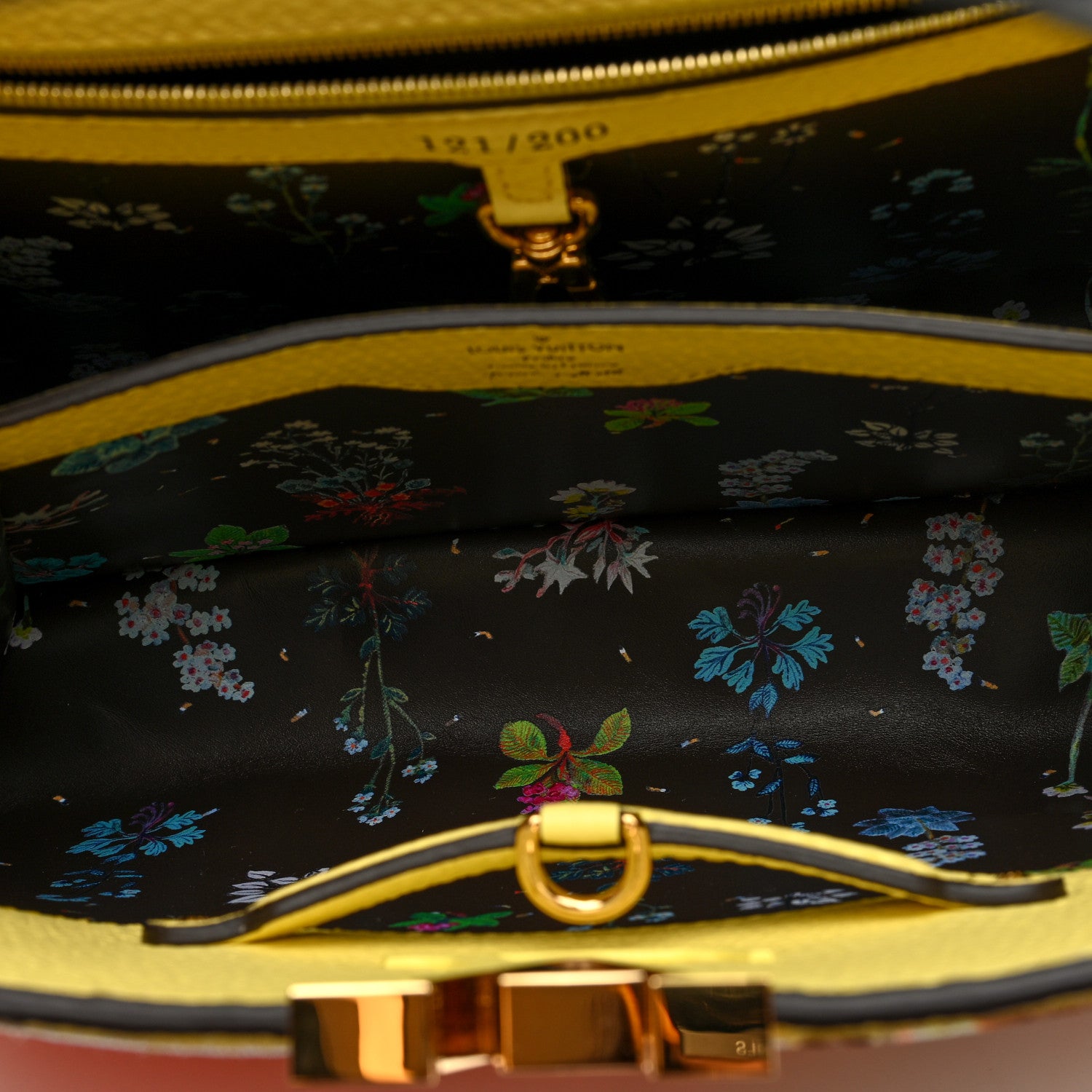 Louis Vuitton Taurillon Embroidered Tenderness Capucines MM Yellow Multicolor 5 of 9