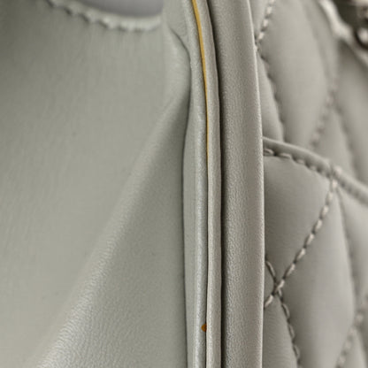 Chanel Lambskin Quilted Large Geometric Flap Light Grey 13 of 13